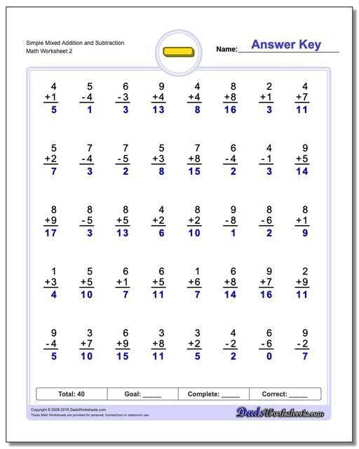 Mixed Addition And Subtraction Worksheets For Grade 2