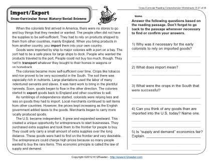 Reading Comprehension Worksheets Pdf Grade 8