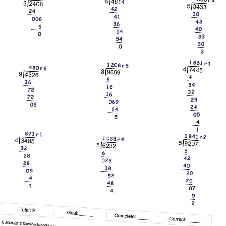 Long Division Worksheets Grade 7 Pdf