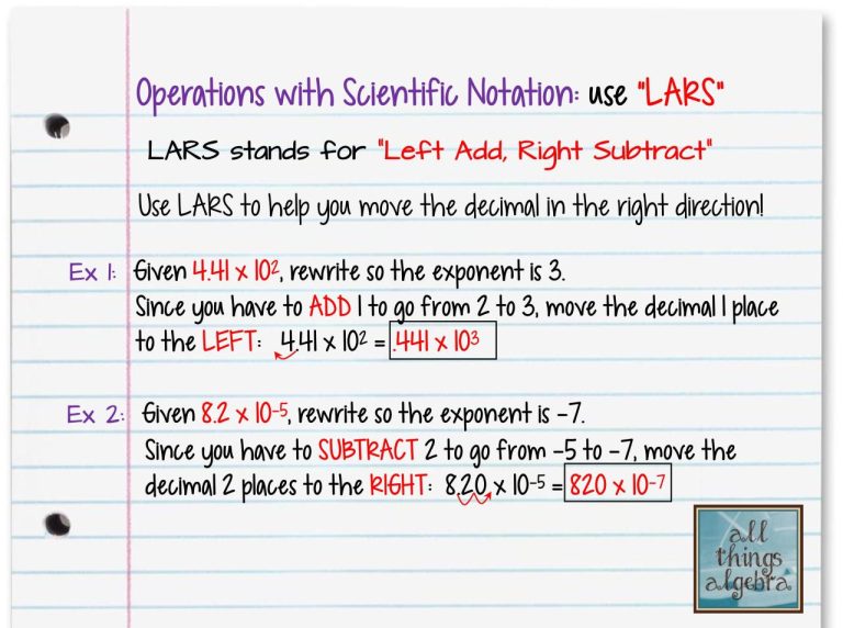 Operations With Scientific Notation Worksheet Answers