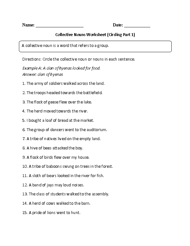 Nouns Worksheet For Grade 10