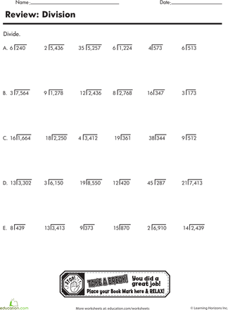 Multiplication And Division Worksheets 5th Grade