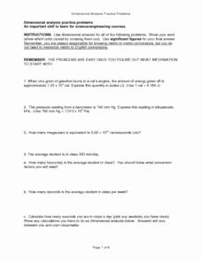 Dimensional Analysis Worksheet Answers Pdf