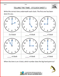 Telling Time Half Past The Hour Worksheets