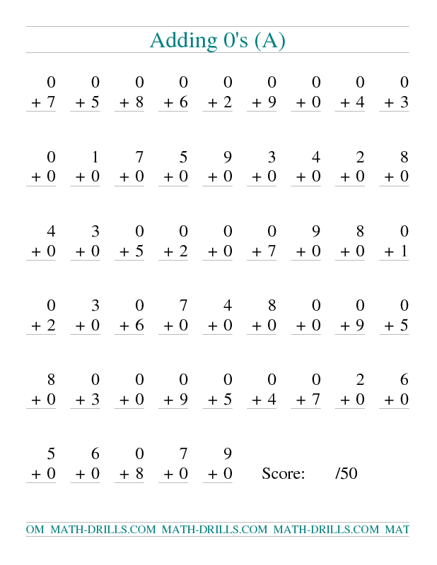 Math Drills Addition Worksheets