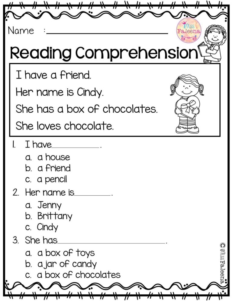 Reading Kindergarten Worksheets Printable