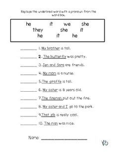 Pronouns Worksheet For Grade 1 Pdf