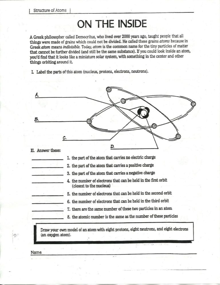 Atomic Structure Worksheet Pdf Answers