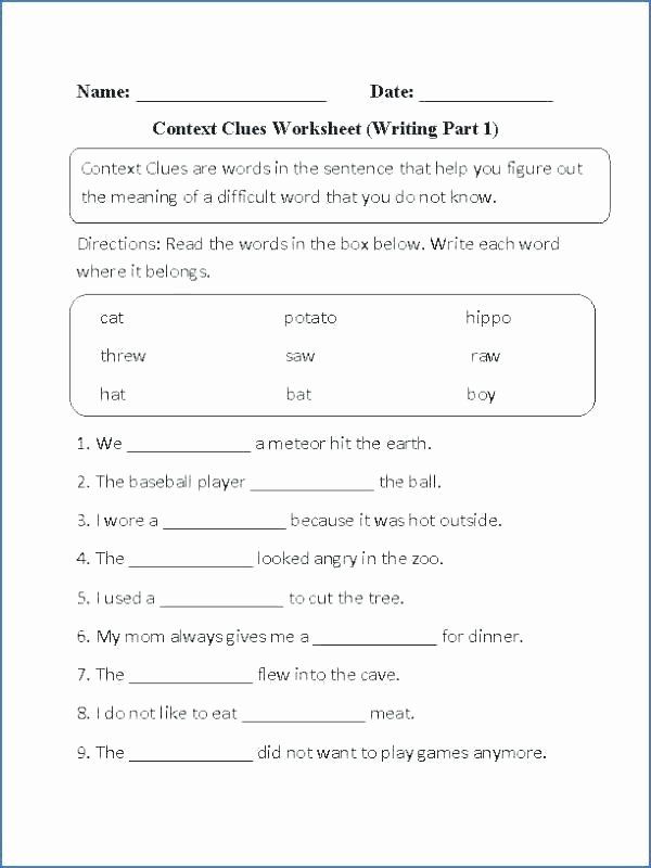 2nd Grade Free Printable Context Clues Worksheets