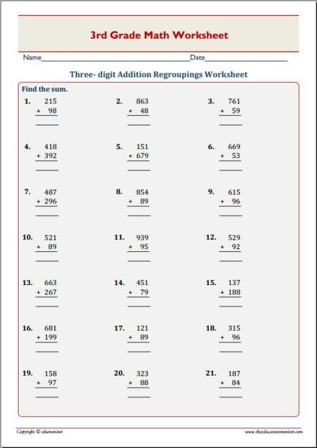 Third Grade 3rd Grade Math Worksheets Addition