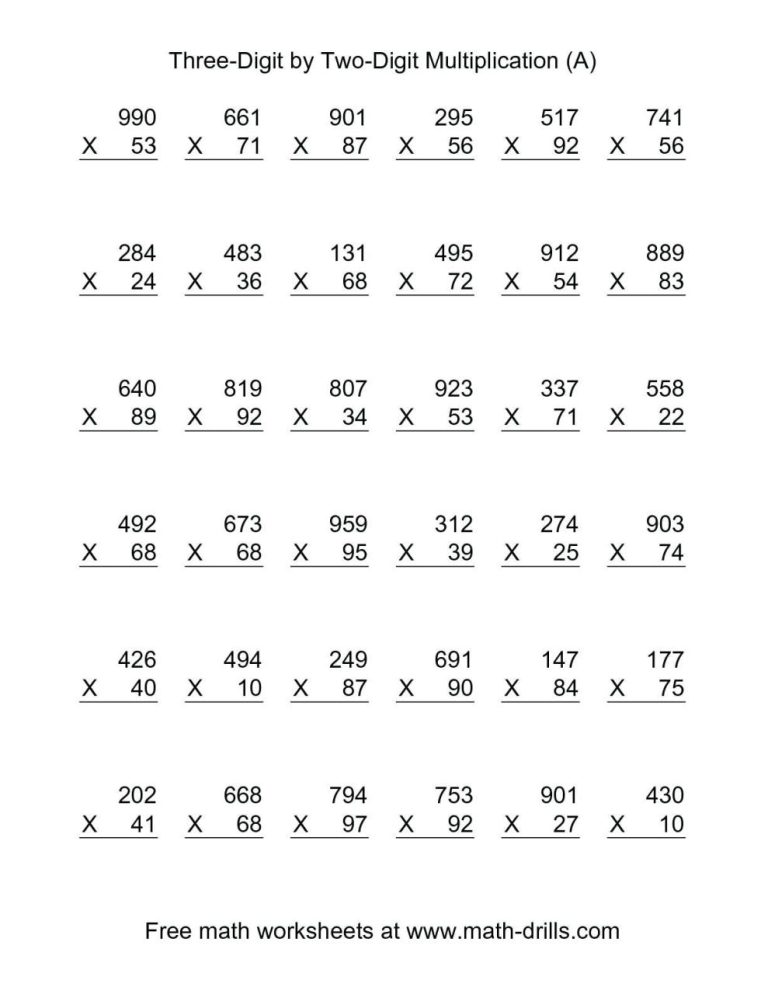 5th Grader Multiplication Math Worksheets Grade 5