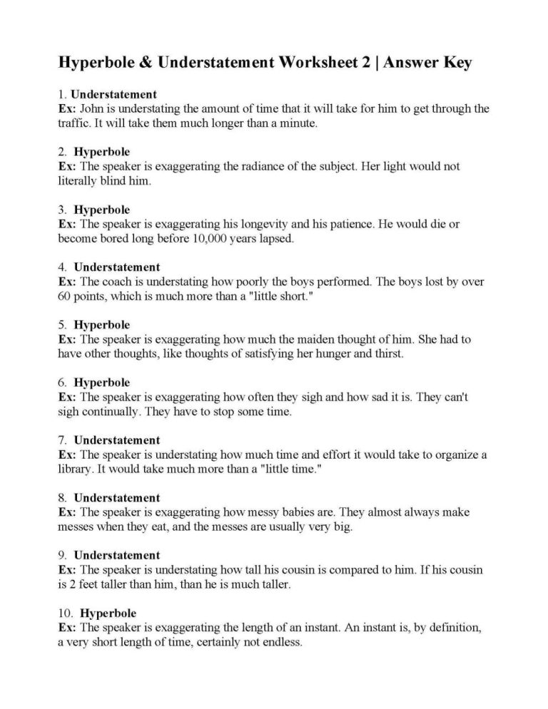 Figurative Language Worksheets With Answers Pdf