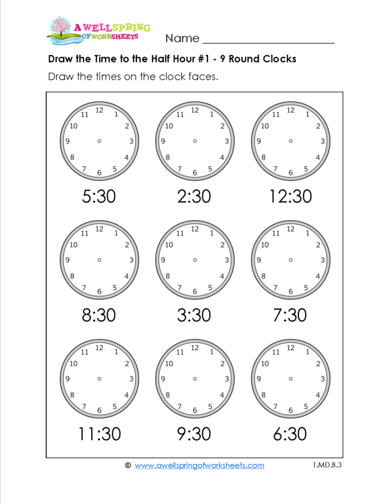 1st Grade Telling Time Worksheets Grade 1