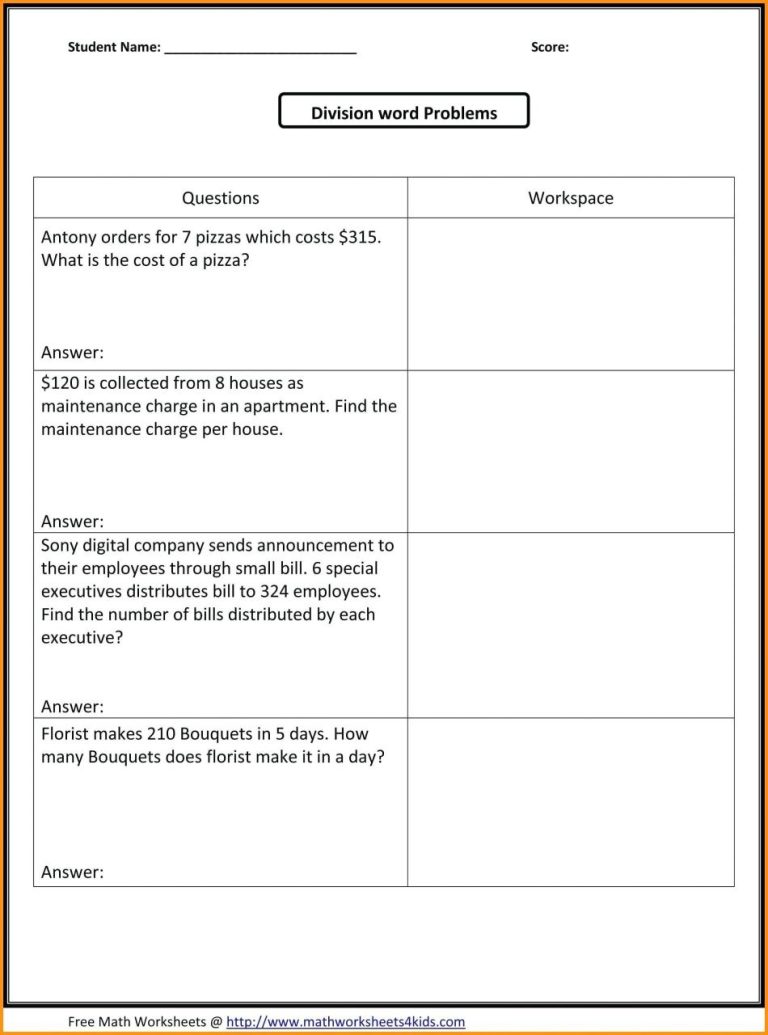 6th Grade Multiplication Word Problems Grade 5