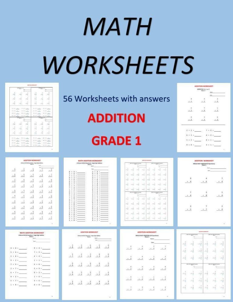 Addition Worksheets For Grade 1 With Answers