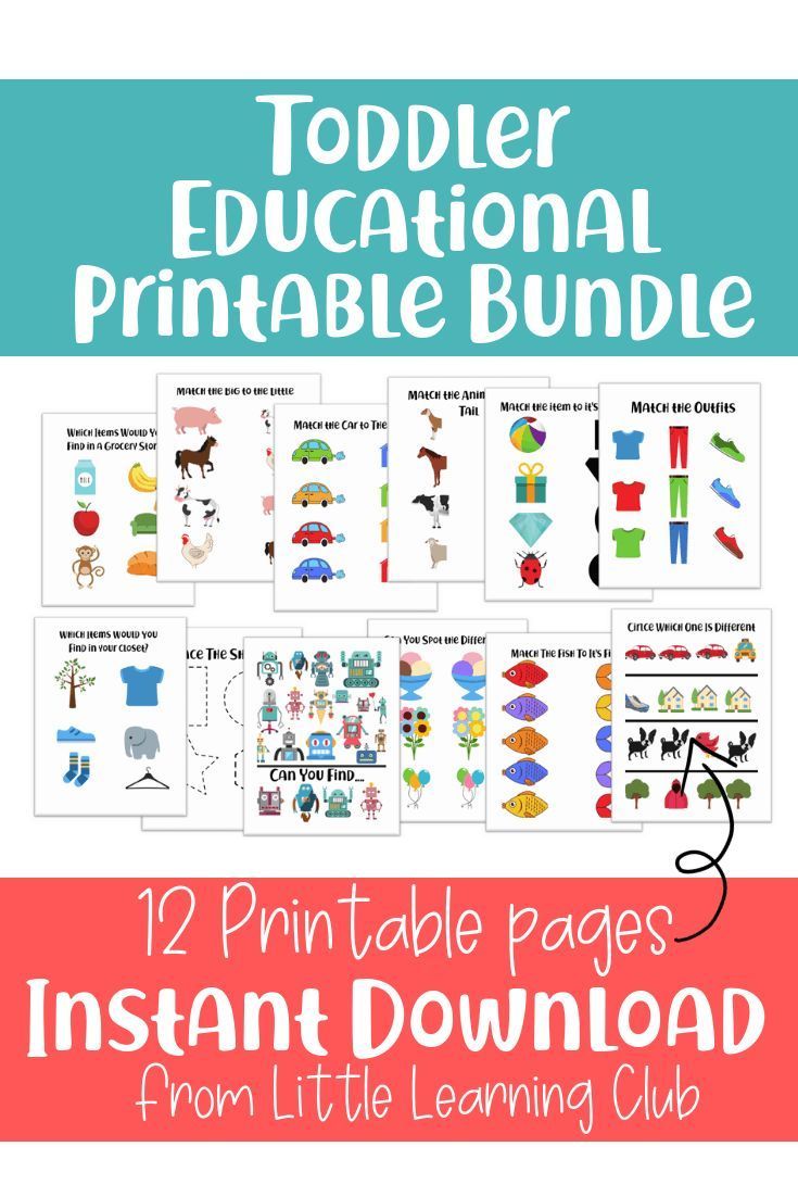 Toddler Printable Learning Activities For 2 Year Olds