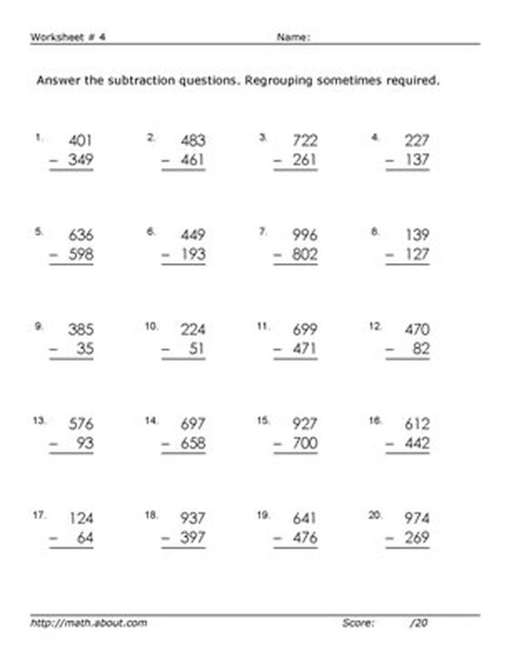 3rd Grade Addition And Subtraction Worksheets Pdf