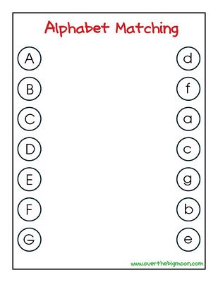 Matching Alphabet Worksheets For Kindergarten