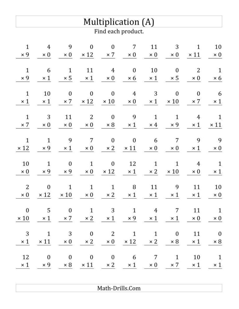 Math Drills Multiplication By 3