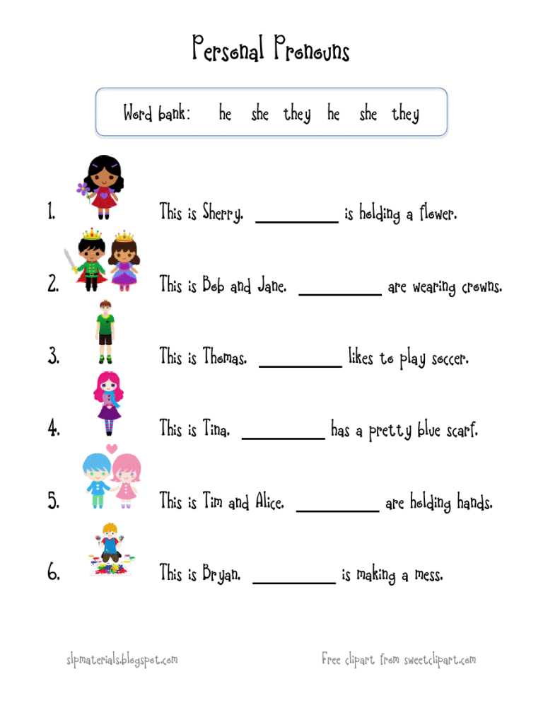 Personal Pronouns Worksheet Pdf