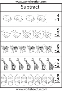 Simple Subtraction Worksheets With Pictures