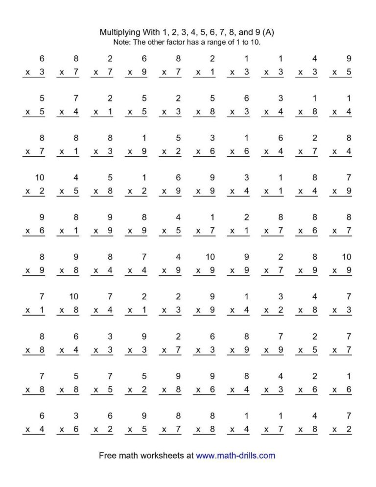 Common Core Sheets Multiplication Vertical 5th Grade