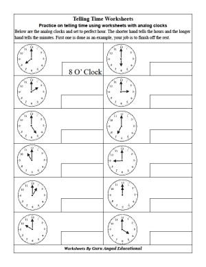 Telling Time Worksheets 2nd Grade Pdf