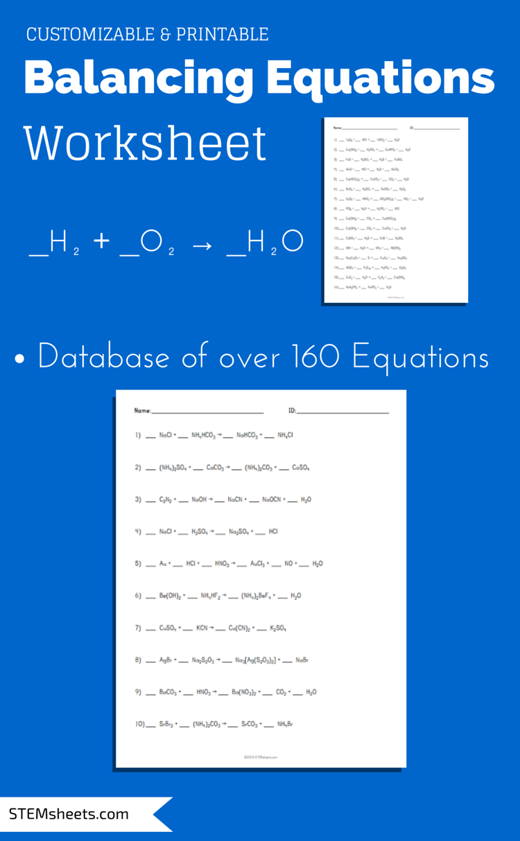 Balancing Chemical Equations Worksheet Easy Pdf