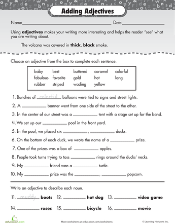 Kinds Of Adjectives Worksheets With Answers