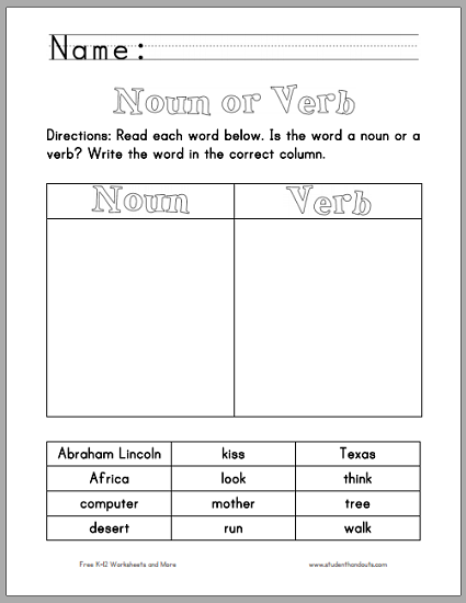 Printable Nouns Worksheet For Grade 1 Pdf