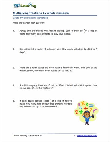 Multiplication Word Problems Worksheets Grade 4