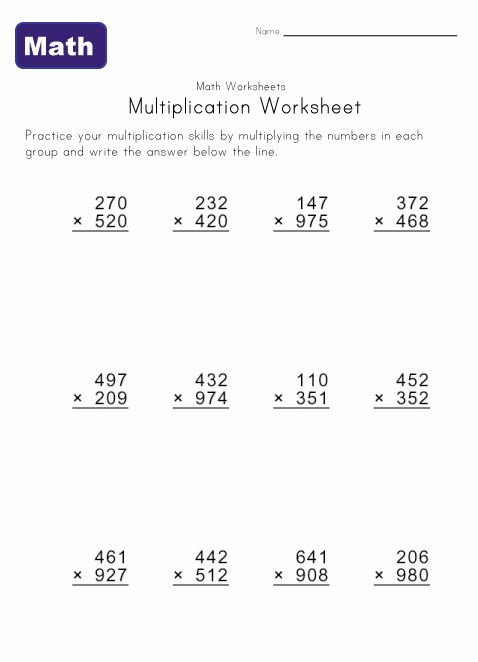 Multiplication Worksheets Grade 5 Free Printable