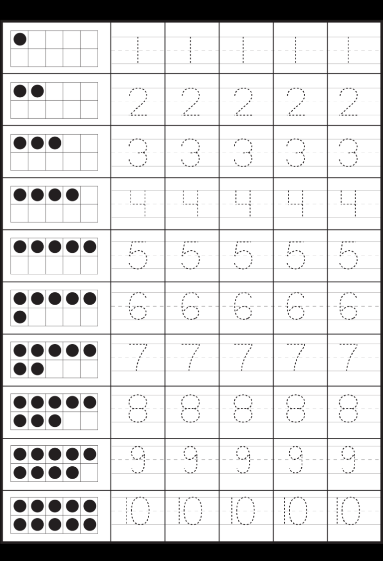 Tracing Number Worksheets For Kids