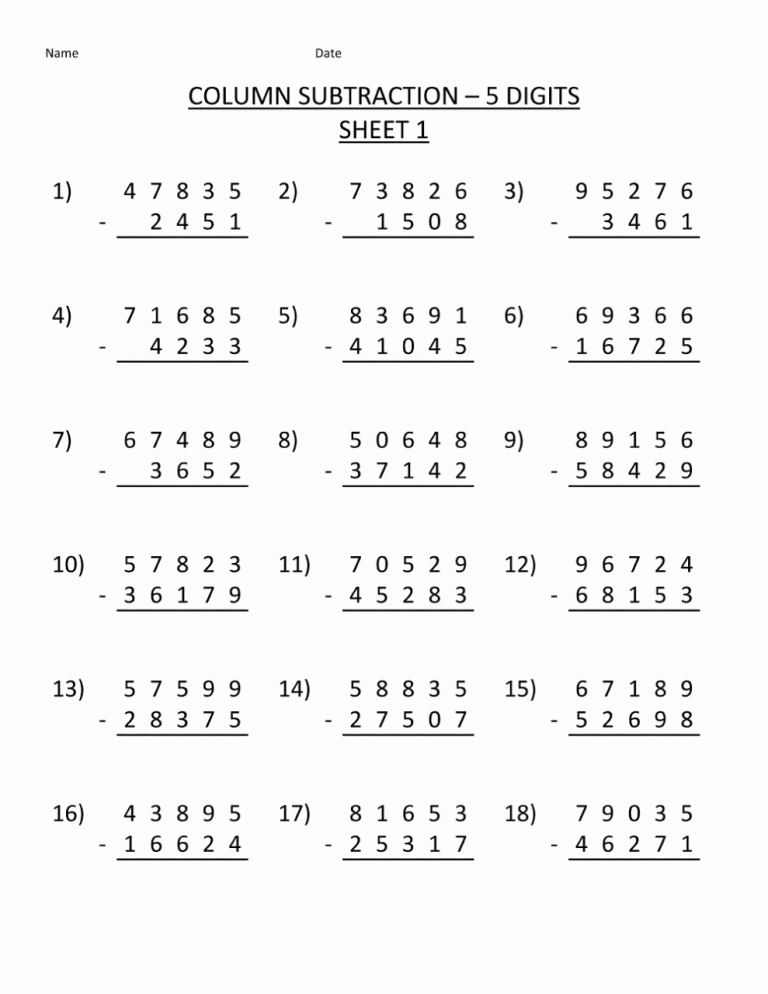 Addition 4th Grade Math Worksheets Grade 4