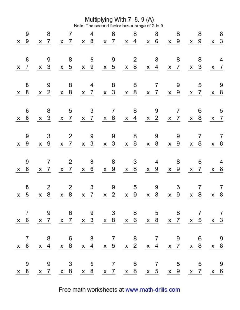 Multiplication Worksheets Grade 4 100 Problems