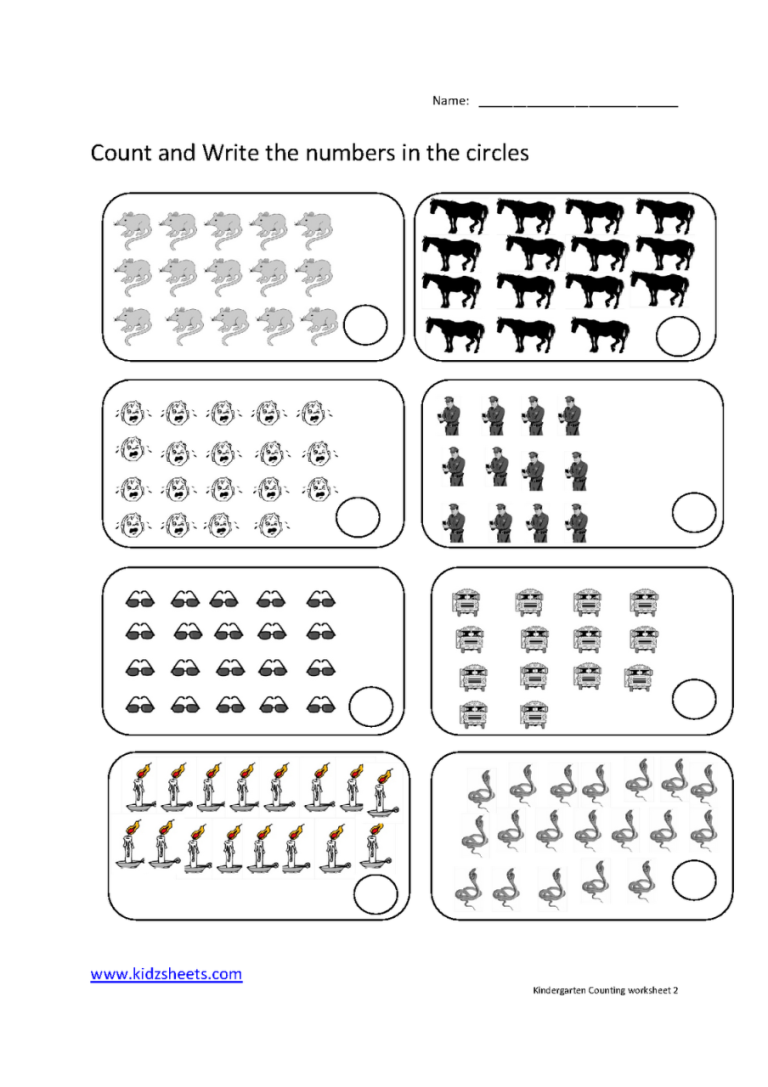 Number Kindergarten Math Worksheets Free