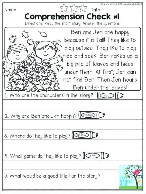 First Grade Fall Reading Comprehension Worksheets