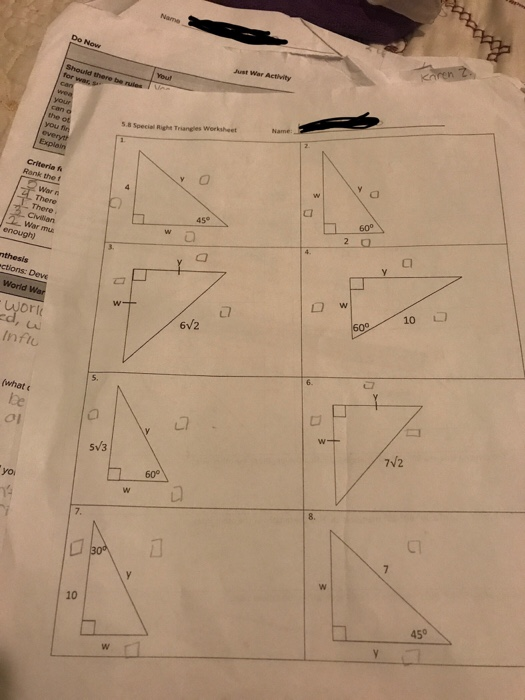 5.8 Special Right Triangles Worksheet Answer Key