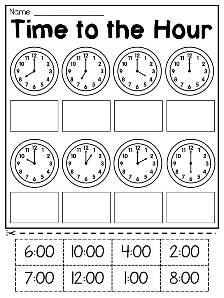 Free Time Worksheets Grade 1