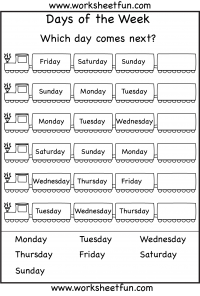 Free Printable Days Of The Week Worksheets For Kindergarten